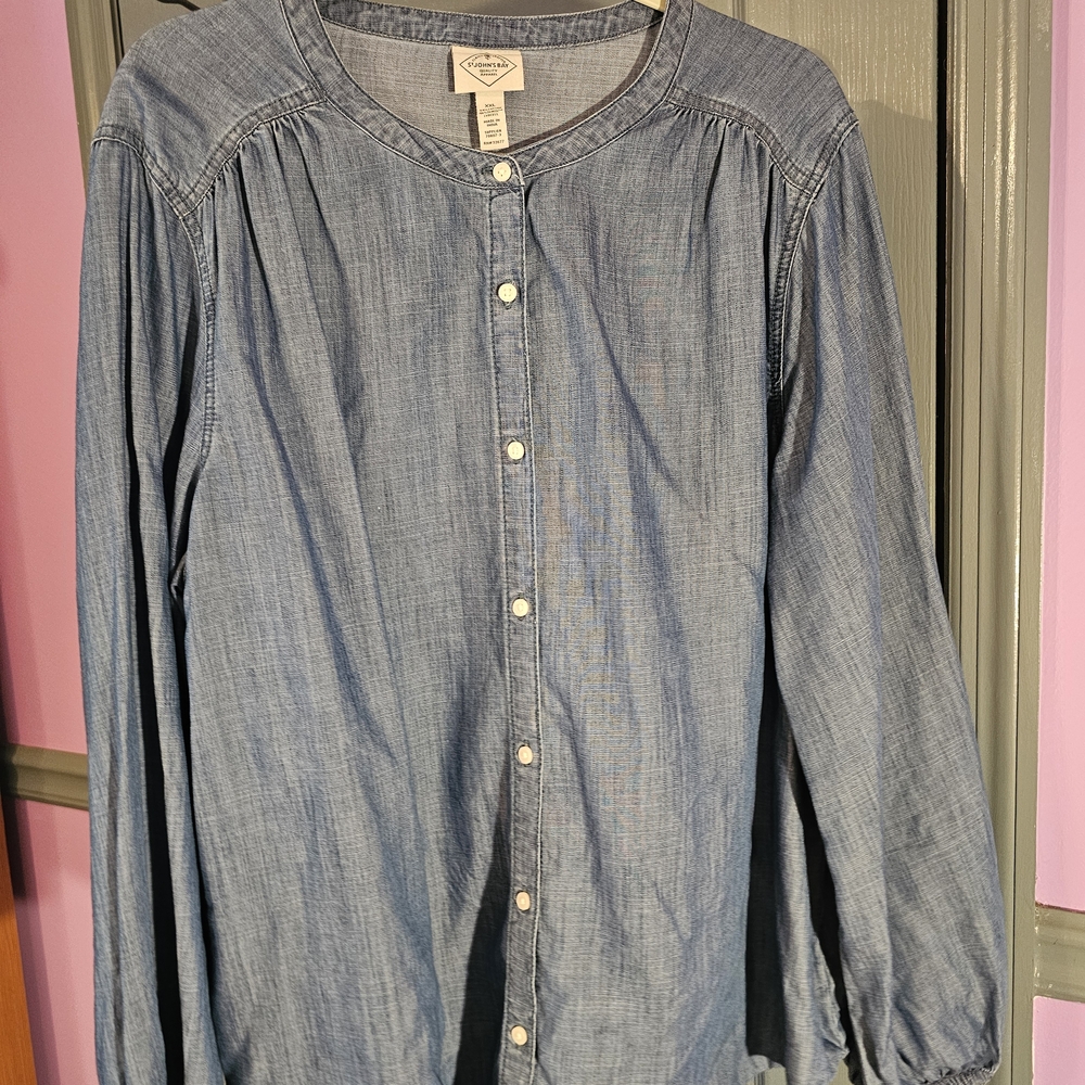 St. John's Bay Blue Button-Up Blouse